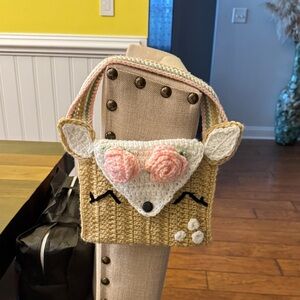 Adorable Tan and Cream Kids Crochet fawn Purse